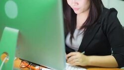 Businesswoman watching Information of computer Stock Footage