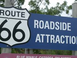 CU Shot of Route 66 roadside attraction sign for Blue Whale of Catoosa / Catoosa, Oklahoma, United States Stock Footage