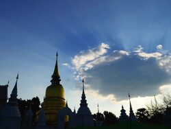 Time-lapse: Pagoda of Myanmar Art Style Temple at Sunset Silhouette Stock Footage