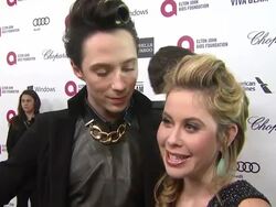 INTERVIEW - Tara Lipinski, Johnny Weir - Elton John AIDS Foundation Presents 22nd Annual Academy Awards Viewing Party Sponsored By Chopard, Neuro Drinks And Wells Fargo Stock Footage