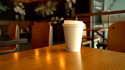 hot coffee cup in cafe Stock Footage
