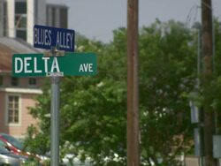MS Delta ave road sign board / Memphis, Tennessee, United States Stock Footage