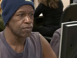 2009 MS Man using computer in job center/ Antioch, California, USA/ AUDIO Stock Footage