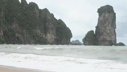 Cliff of rock mountain the island and sea Stock Footage