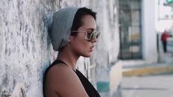 Portait of urban skate girl in street Stock Footage