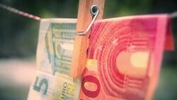 Banknotes on Clothesline Stock Footage