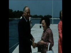 SYND 10-7-72 PRESIDENT TITO MEETS WILLIAM ROGERS ON BRIONI ISLAND News Clip