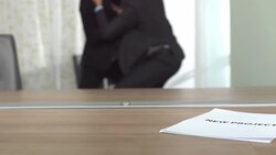 HD Super Slow-Mo: Competitive Businessmen Fighting In Office Stock Footage