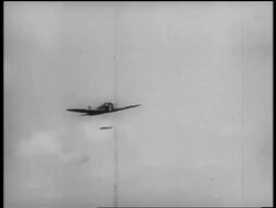 B/W Dec. 7 1941 SHAKY low angle Japanese bomber dropping bomb on Pearl Harbor / newsreel Stock Footage