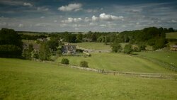 Cotswold landscape, Gloucestershire, UK Stock Footage