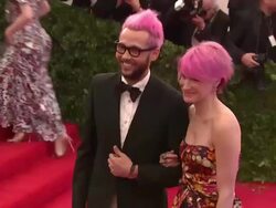 Chris Benz, Julie Macklowe at "Schiaparelli And Prada: Impossible Conversations" Costume Institute Gala Stock Footage
