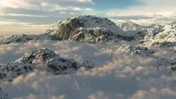 Mists cover the snow-capped peaks of a mountain range. Stock Footage