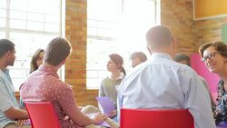 People talking in group therapy session Stock Footage