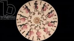 Animated 19th century phenakistoscope with circus performer jumping on tightrope Stock Footage
