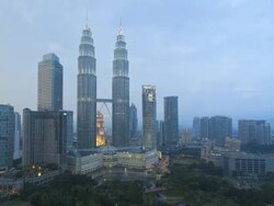  View over Kuala Lumpur City Centre (KLCC) & Petronas Towers, Kuala Lumpur, Malaysia, Stock Footage