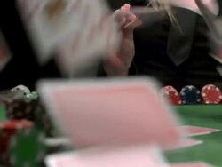 HD: Dealer Flicking Cards At Camera Stock Footage