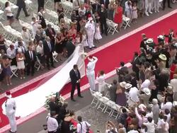 Princess Charlene of Monaco and Michael Kenneth Wittstock at the Monaco Royal Wedding: Religious Ceremony Arrivals at Monaco . (Footage by WireImage Video/Getty Images Entertainment Video) Stock Footage