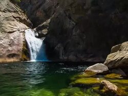 Natural Pool with Waterfall Stock Footage