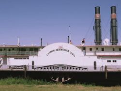 Panning view of ship Captain Meriwether Lewis. Stock Footage