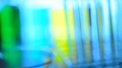 laboratory glassware with color liquid Stock Footage