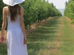 HD Young woman walking at garden Stock Footage