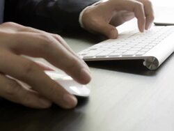 Businessman using computer Stock Footage