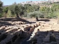 Agrigento, Byzantine arcosolium burial chambers, and the remains of the early Christian necropolis Stock Footage