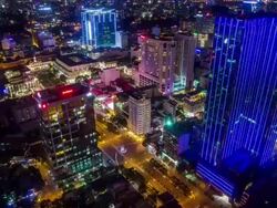 MS T/L Shot of Ho Chi Minh City downtown, City Hall at night / Ho Chi Minh City, Southeastern, Vietnam Stock Footage