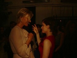 Kate Mara and Nicola Maramotti mingle at Max Mara Celebrates Kate Mara As The 2015 Women In Film Max Mara Face Of The Future Award Recipient Stock Footage