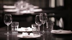 Restaurant table set Stock Footage