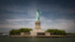 Rainy Window New York - The Statue of Liberty Stock Footage