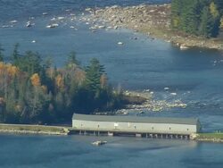 WS ARIEAL View of Pier of Flagstaff lake / Maine, United States Stock Footage