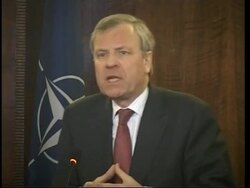 Afghan president and NATO Secretary General in press conference News Clip