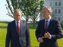 WRAP Bush, Blair comment after bilateral meeting; ADDS cutaways News Clip