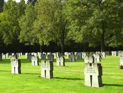 PAN War Graves in the  Huertgen Forest Cemetery in the Eifel Hills (Motion Controlled Shot)  Stock Footage