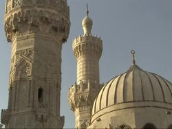 Medium, static - A mosque displays a beautiful example of Islamic architecture / Egypt Stock Footage