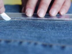 Garment making, cutting cloth. Stock Footage
