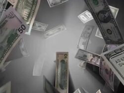 (Loop) Falling US Currency with Rays Stock Footage