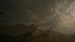 Herbivore dinosaurs migrate. Stock Footage