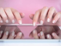 Using touchscreen tablet pc Stock Footage
