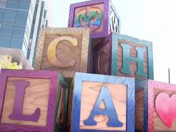 ATMOSPHERE: Signage at the Heidi Klum & Jamie Lee Curtis Join Children's Hospital Los Angeles For 5K Walk Street Party & Lighting Ceremony at Los Angeles CA. (Footage by WireImage Video/GettyImages) Stock Footage