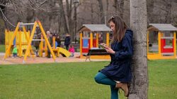 Girl with digital tablet Stock Footage