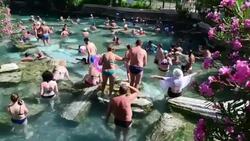 Antique pool in Pamukkale Stock Footage