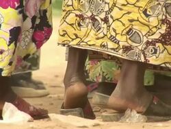 Detail of women's feet when they are marketing food Stock Footage