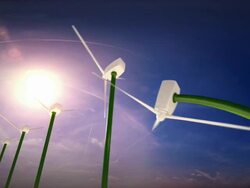 Wind turbines alternative energy. Loopable CG. Stock Footage
