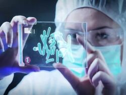 Woman the scientist is analysing structure DNA. Stock Footage