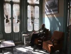 MS Old arab man drinking tea and near beautiful sun lit window. / Amman, Jordan     Stock Footage