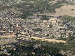 Aerial The Temple Mount and surrounding city of Jerusalem, Israel Stock Footage
