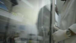 Asia medical technician man doing quality control of blood bag during storage refrigerator in laboratory hospital Stock Footage