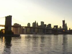 Bridge and skyscrapers on Manhattan, New York City, USA Stock Footage